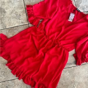 Boohoo Red Ruffle Dress Plus Size US 18